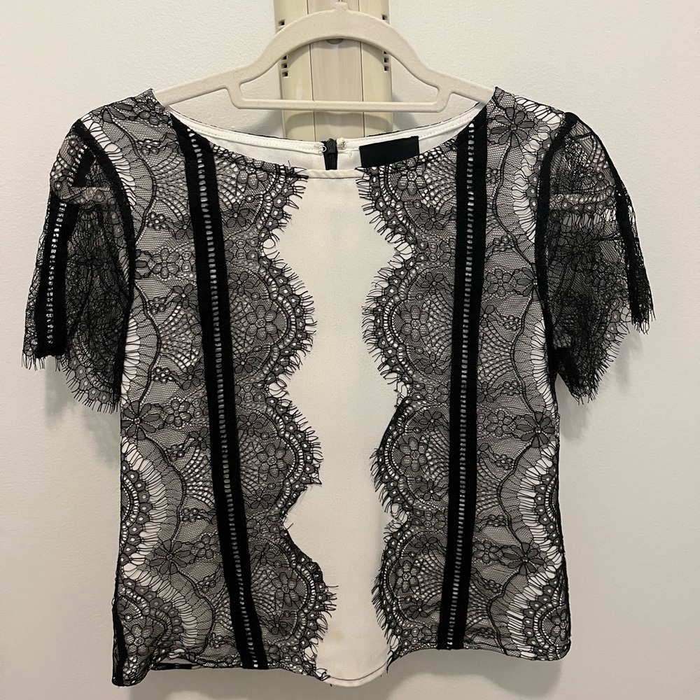 Greylin Black and White Lace Blouse